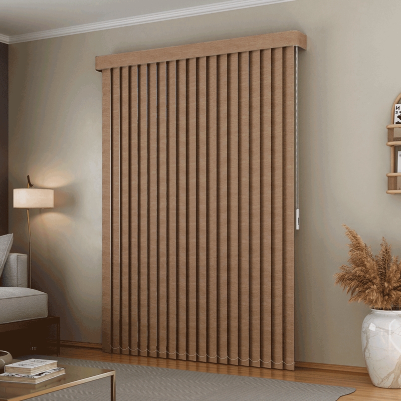 Persiana Vertical Em Tecido Blackout Com Bando Crisdan Largura 2,40 X 1,30 Altura Bege Mescla