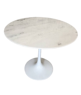 Mesa De Jantar Tulipa Saarinen Redonda 100 cm Mármore Branco Extra