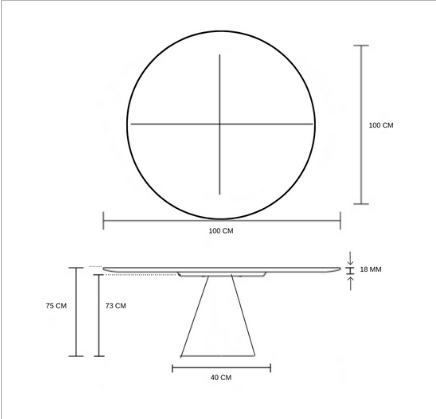 Mesa de Jantar Cone 100 cm Base Madeira Freijó Tampo Freijó