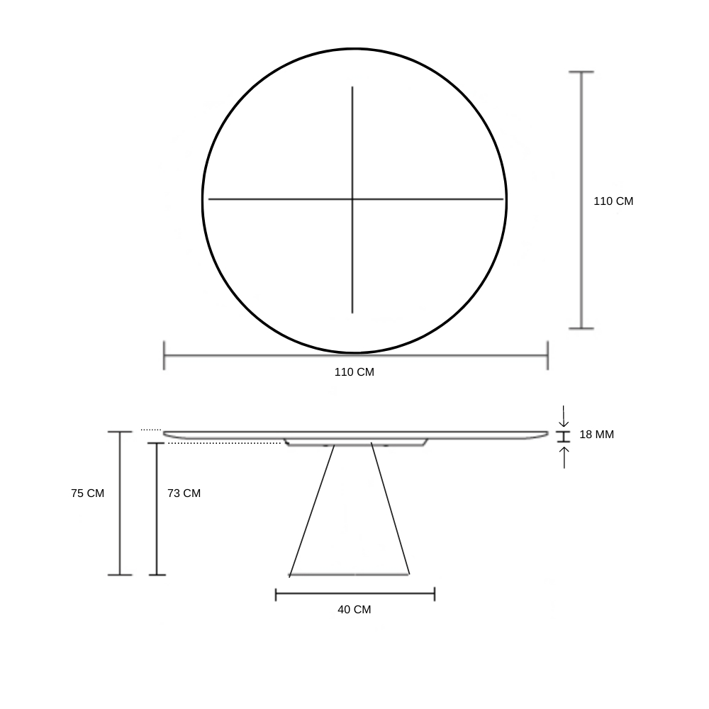 Mesa de Jantar Cone 110 cm Laqueada