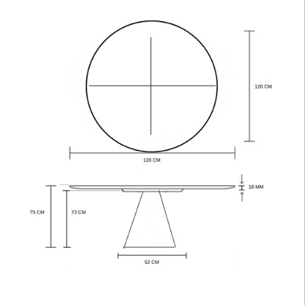 Mesa de Jantar Cone 120 cm Base Madeira Freijó Tampo Freijó