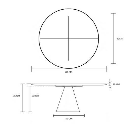 Mesa de Jantar Cone 80 cm Base Madeira Freijó Tampo Freijó