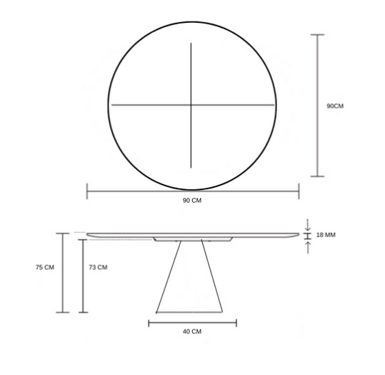 Mesa de Jantar Cone 90 cm Base Madeira Freijó Tampo Freijó