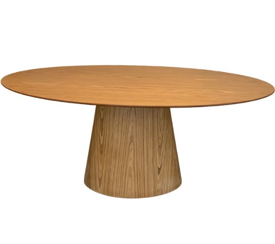 Mesa de Jantar Cone Oval 160x90 cm Tampo Madeira Freijó Base Madeira Freijó