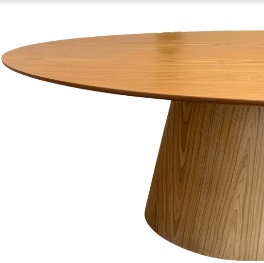 Mesa de Jantar Cone Oval 160x90 cm Tampo Madeira Freijó Base Madeira Freijó