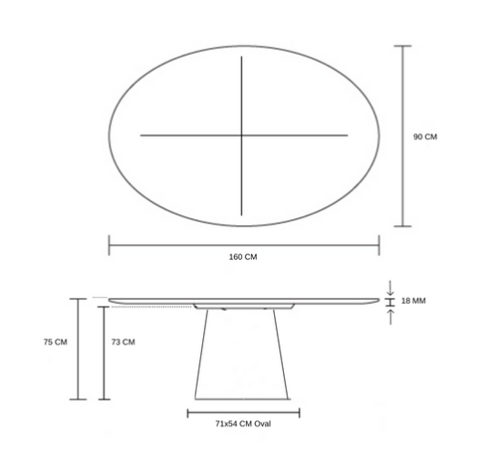 Mesa de Jantar Cone Oval 160x90 cm Tampo Madeira Freijó Base Madeira Freijó