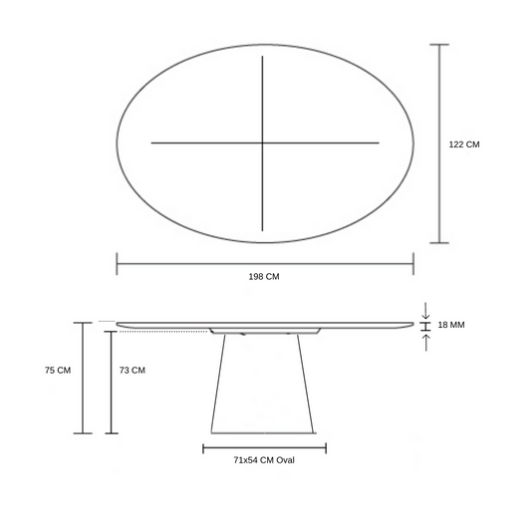 Mesa de Jantar Cone Oval 198x122 cm Tampo Madeira Freijó Base Madeira Freijó