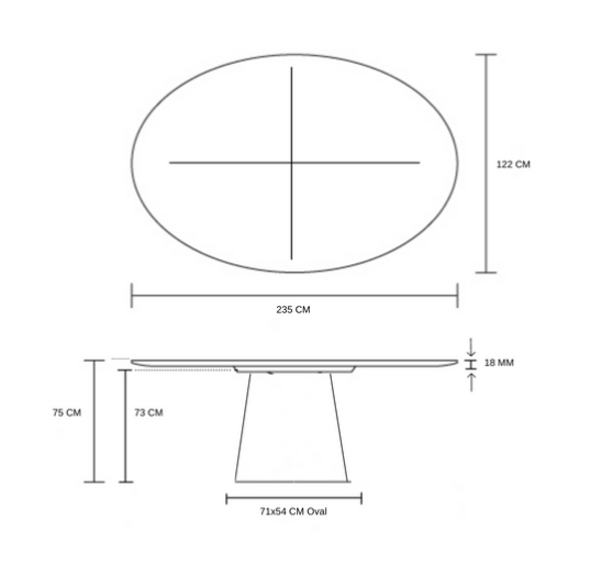 Mesa de Jantar Cone Oval 235x122 cm Tampo Madeira Freijó Base Madeira Freijó