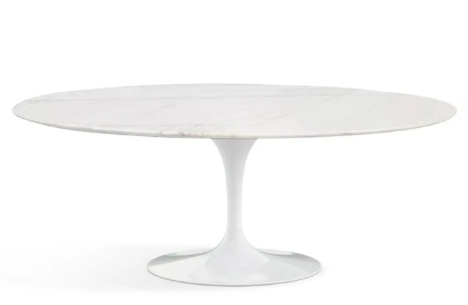 Mesa de Jantar Saarinen Oval 120x80 cm Mármore Branco Extra