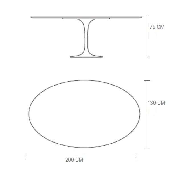 Mesa de Jantar Tulipa Saarinen Oval 200x130 cm Tampo Freijó