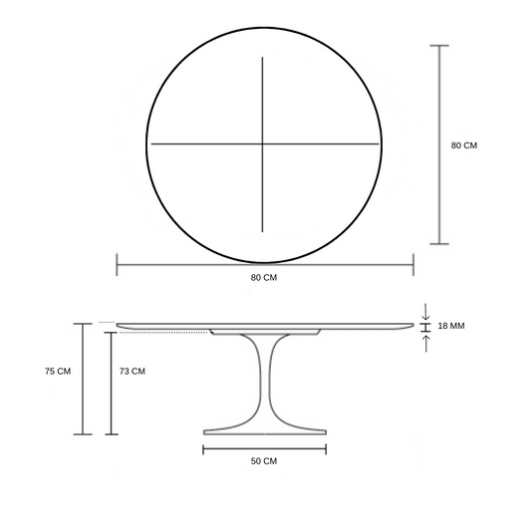 Mesa de Jantar Tulipa Saarinen Redonda 80 cm - Imbuia
