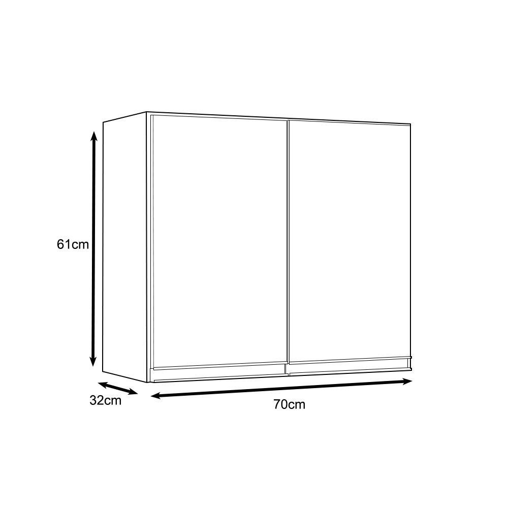 Armário Aéreo Karen 70cm 2 Portas Malbec/Avelã - SSX Multicoisas
