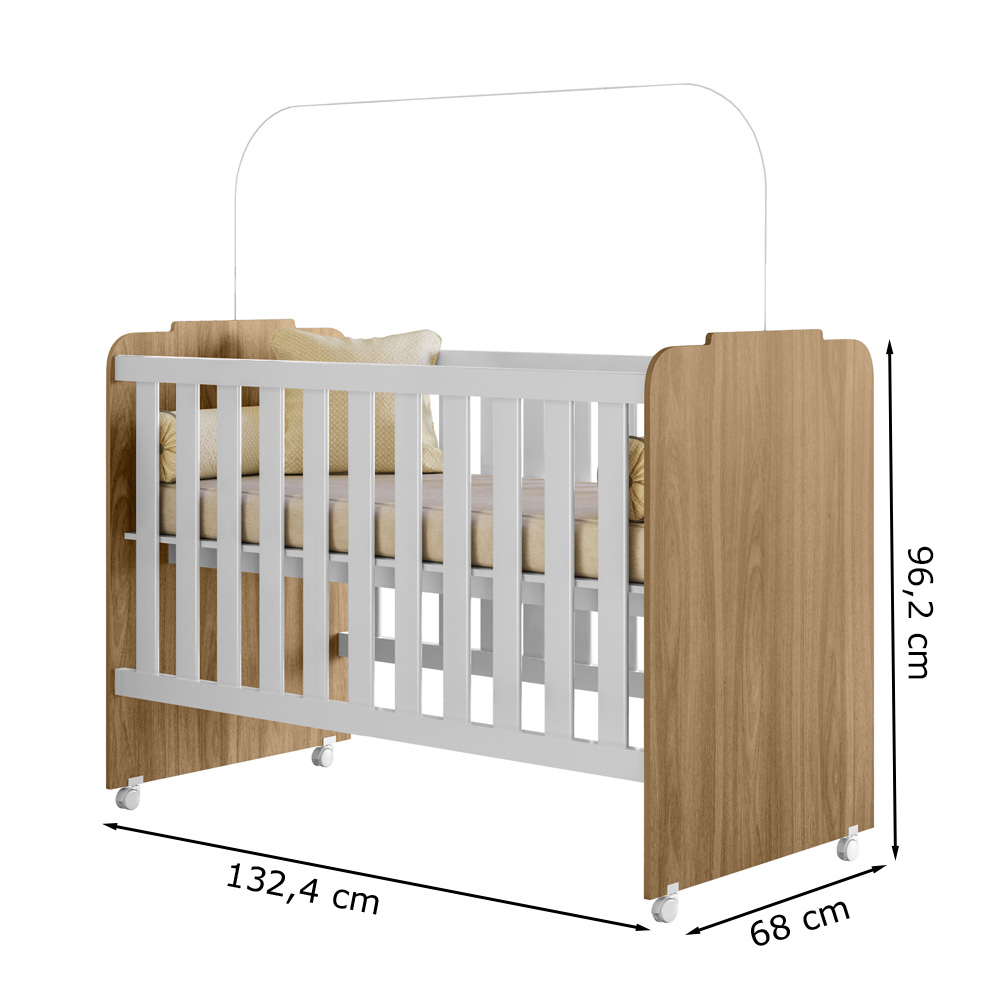 Berço Com Rodizios Amore Nature Branco PLLA