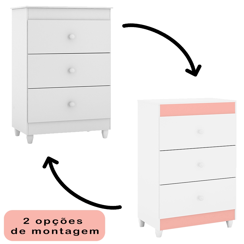 Berço Com Rodizios e Comoda TerAmore Branco PLLA