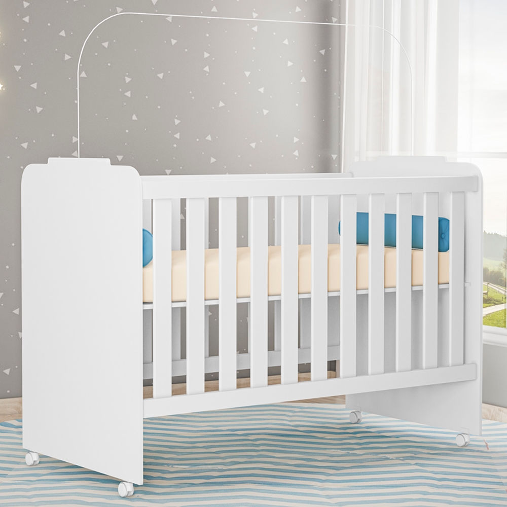 Berço Em MDF Com Rodizios 3450 Branco PLLA