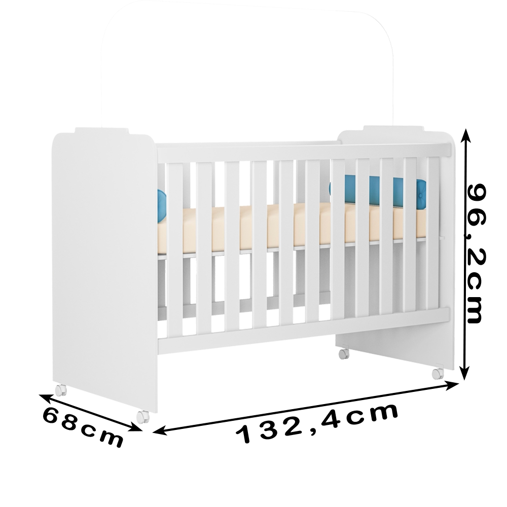 Berço Em MDF Com Rodizios 3450 Branco PLLA