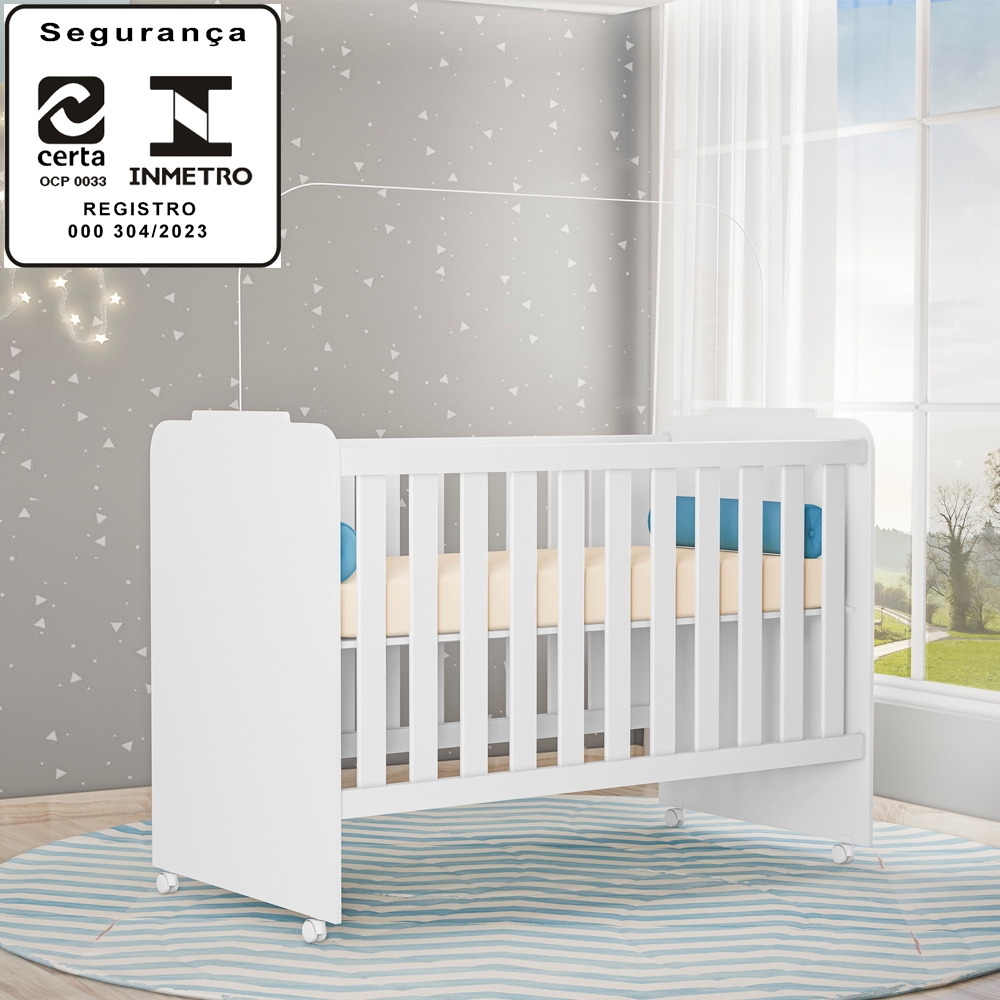 Berço Em MDF Com Rodizios 3450 Branco PLLA