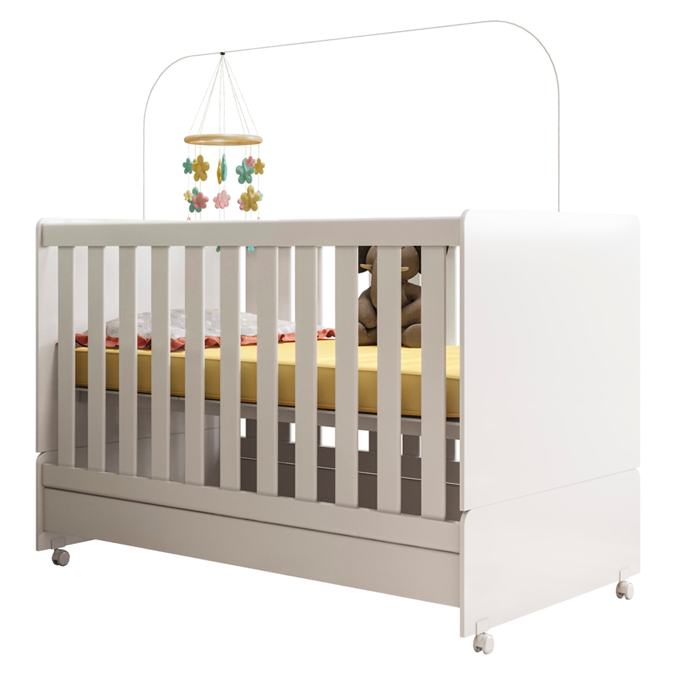 Berço Mini Cama 2 em 1 Com Rodizios 3200 Branco PLLA