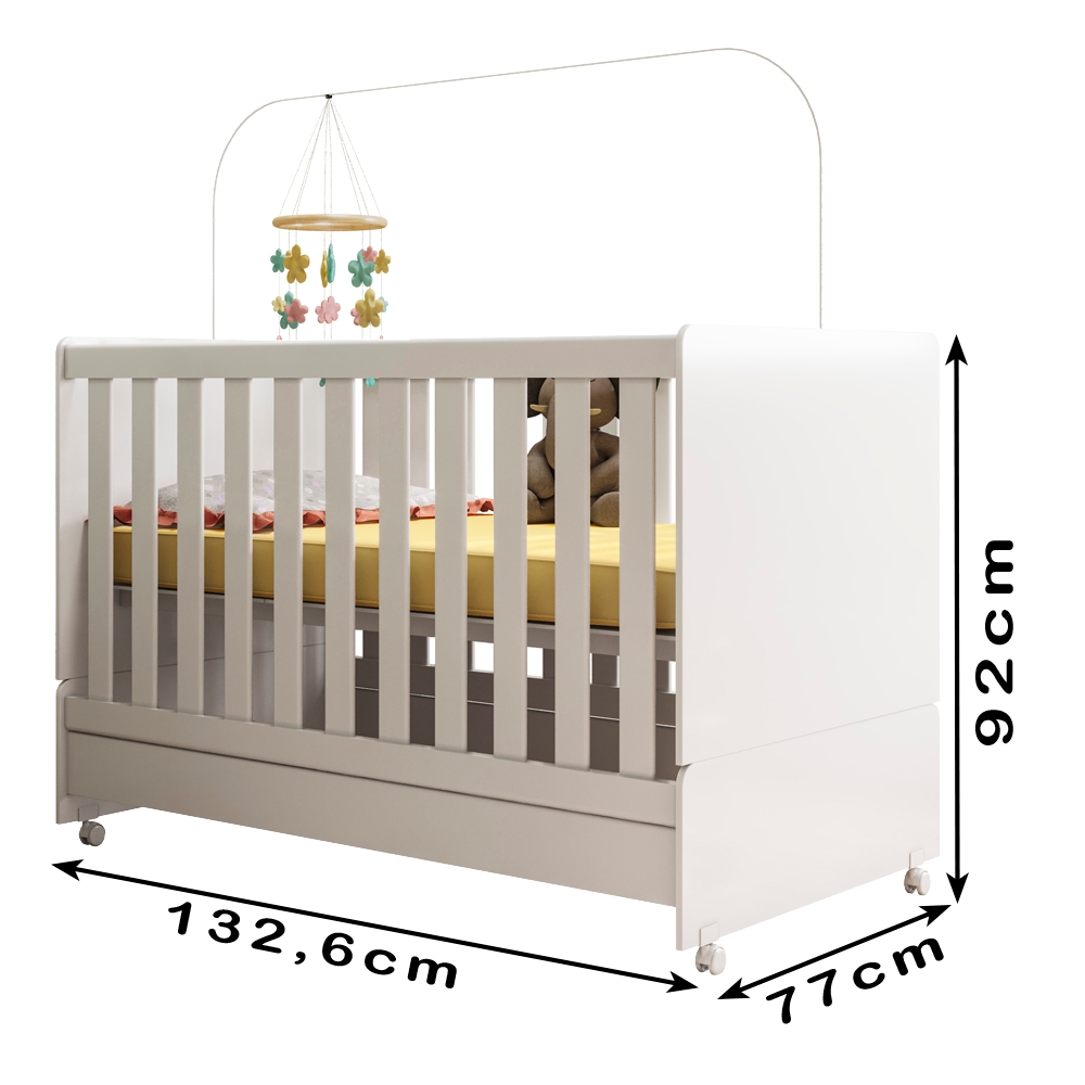Berço Mini Cama 2 em 1 Com Rodizios 3200 Branco PLLA