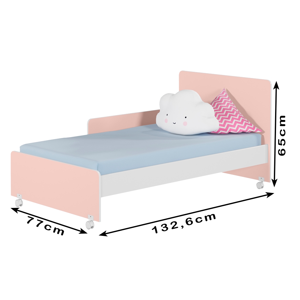 Berço Mini Cama 2 em 1 Com Rodizios 3200 Branco Rosa PLLA