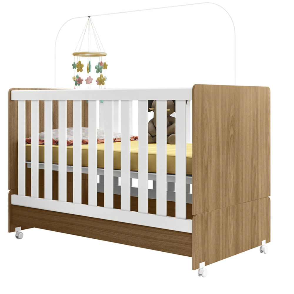 Berço Mini Cama 2 em 1 Encanto Nature Branco PLLA