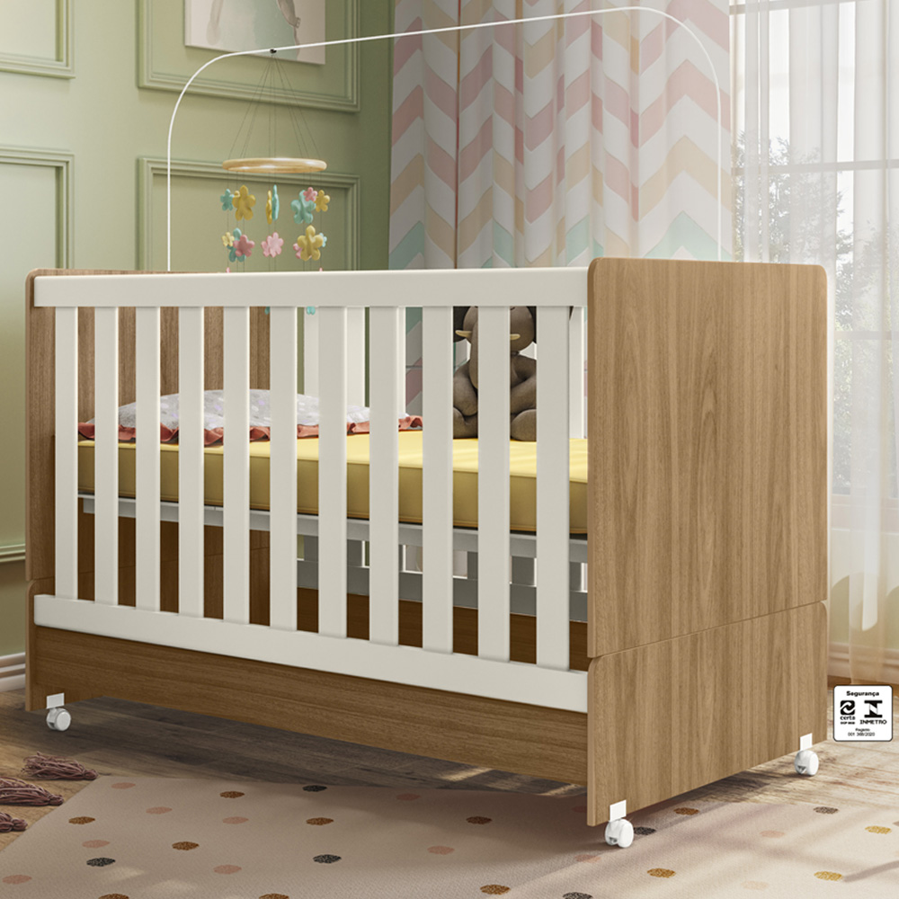 Berço Mini Cama 2 em 1 Encanto Nature Off White PLLA