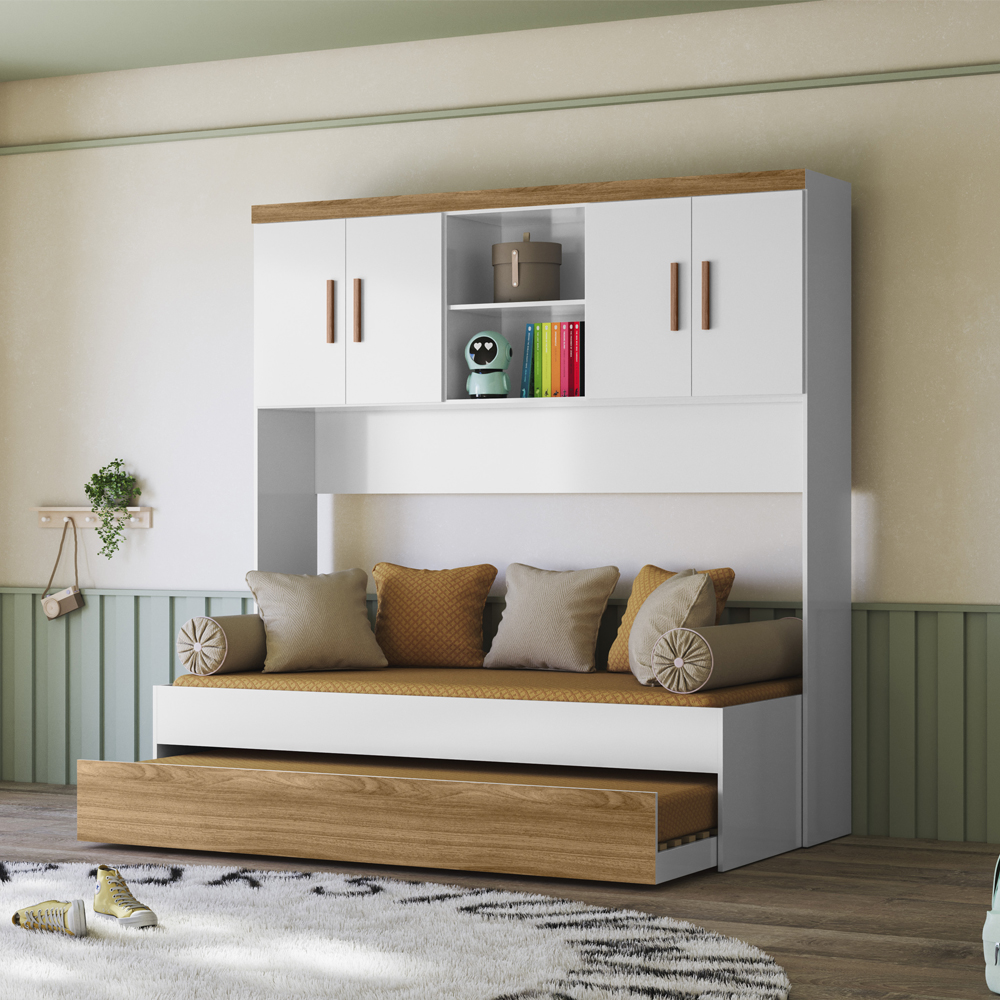Bicama com Ponte 4 Portas Flex 3842 Branco Nature PLLA