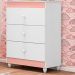 Comoda 3 Gavetas 93cm 4100 Branco Rosa Flex PLLA
