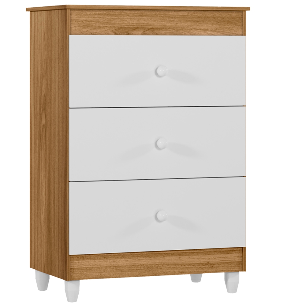 Comoda 3 Gavetas 93cm 4100 Nature Branco PLLA