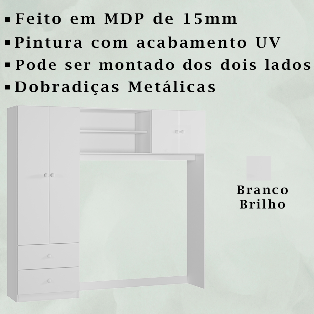 Conjugado Infantil 4 Portas 200 cm 9250 Branco PLLA