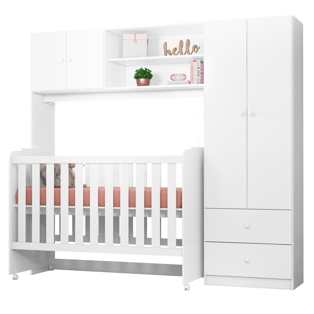 Conjugado Infantil Berço e Armario 4 PT 999150 Branco PLLA