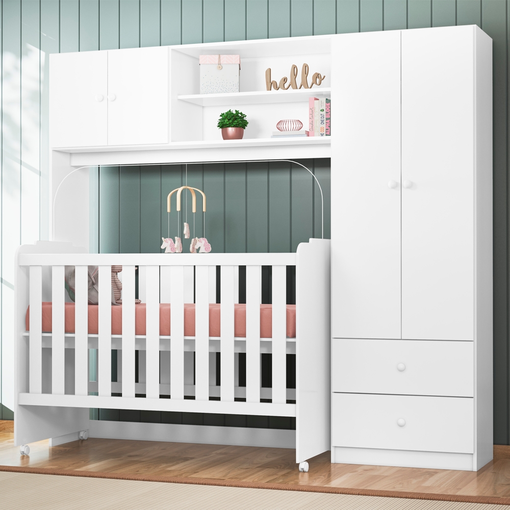 Conjugado Infantil Berço e Armario 4 PT 999150 Branco PLLA