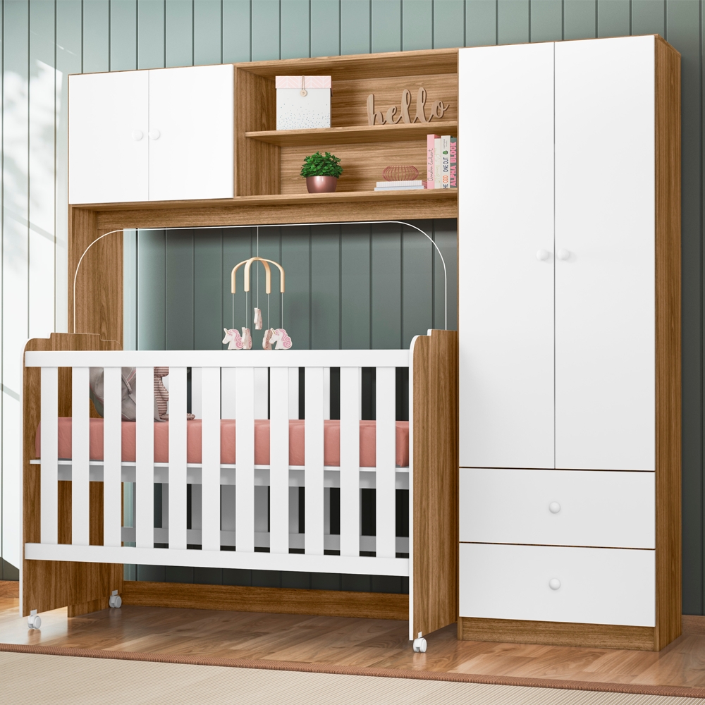 Conjugado Infantil Berço e Armario 4 PT 999150 Nature Branco PLLA