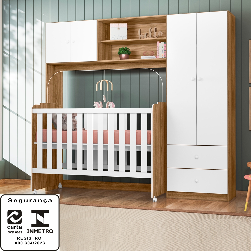 Conjugado Infantil Berço e Armario 4 PT 999150 Nature Branco PLLA