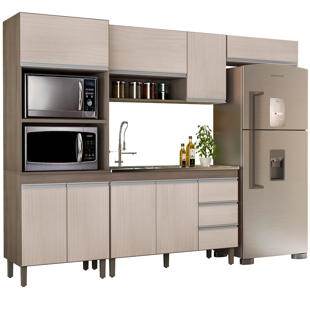 Cozinha Modulada 8 Portas 259cm 5550 Malbec Avela PLLA