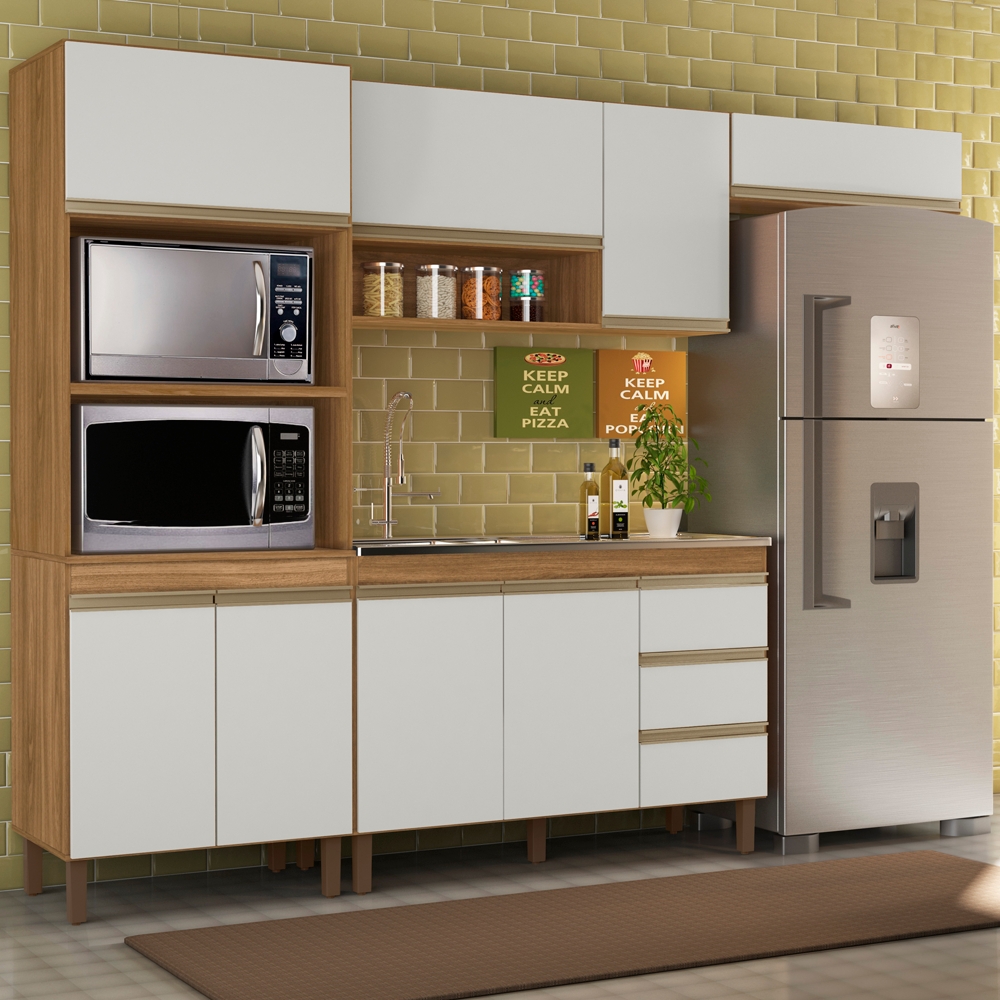 Cozinha Modulada 8 Portas 259cm 5550 Nature Off White PLLA