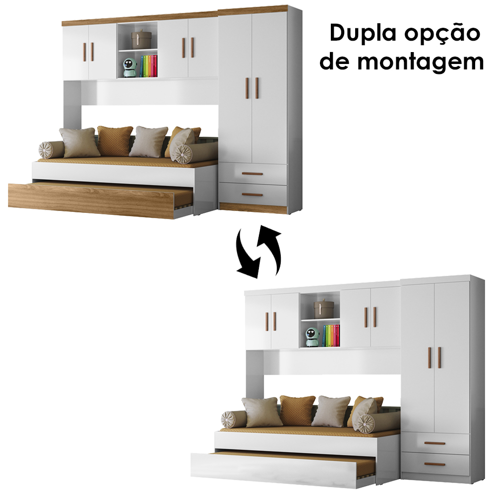 Dormitorio Infantil 3 Peças Flex 990180 Branco Nature PLLA