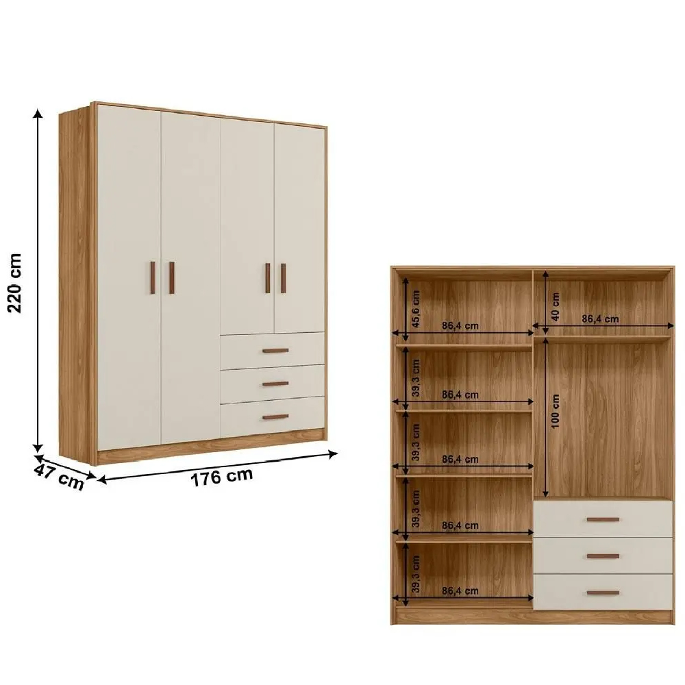 Dormitorio Infantil Completo 3 Peças 99210 Nature Off White PLLA