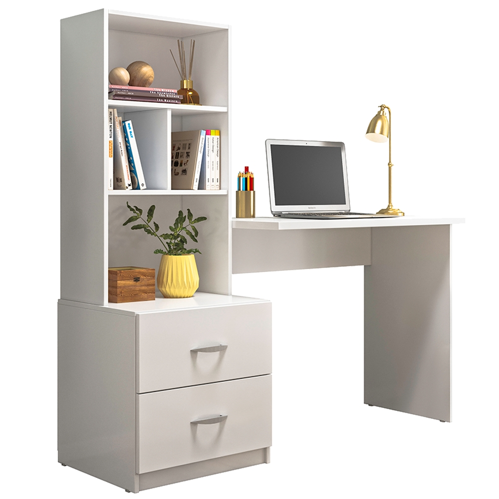 Escrivaninha Multifuncional 2 Gavetas 138cm Branco PLLA