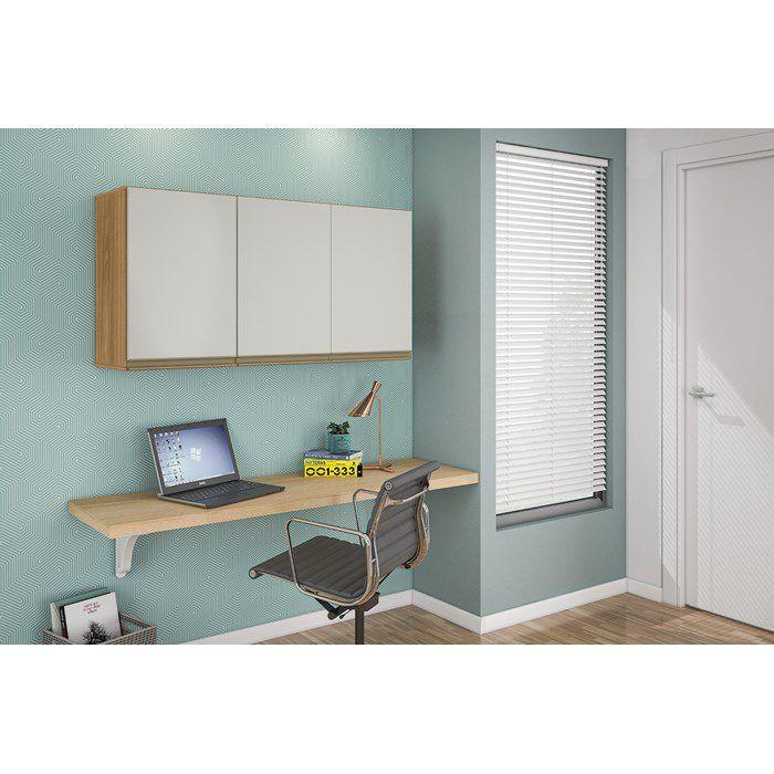 Kit Armário Aéreo e Balcão Karen 119 CM Nature/Off White - SSX Multicoisas