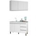 Kit Armario Aereo 3 Portas e Balcao 119cm Branco PLLA