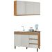 Kit Armario Aereo 3 Portas e Balcao 119cm Nature Off White PLLA
