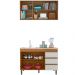 Kit Armario Aereo 3 Portas e Balcao 119cm Nature Off White PLLA