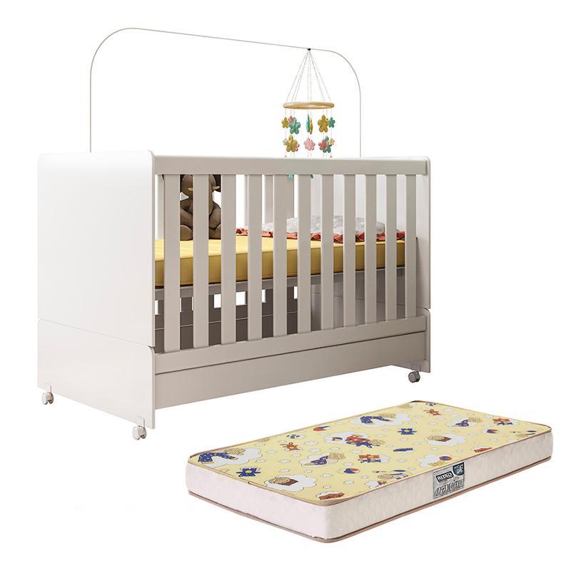 Berço Mini Cama Encanto Branco com Colchão Supreme - Peternella Móveis