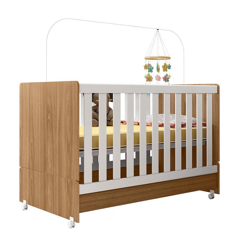 Berço Mini Cama Encanto Nature/Branco com Colchão Baby Physical - Peternella Móveis