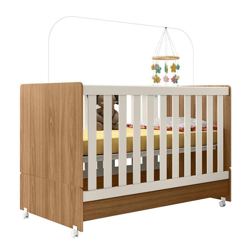 Berço Mini Cama Encanto Nature/Off White com Colchão Supreme - Peternella Móveis