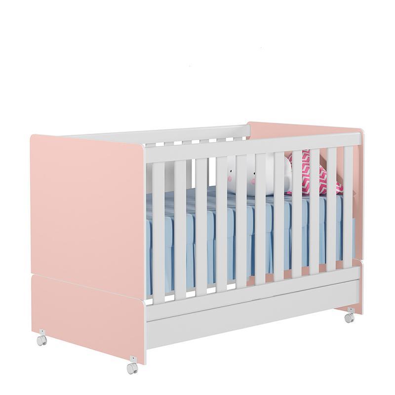 Berço Mini Cama Encanto Rosê/Branco com Colchão Baby Physical - Peternella Móveis 