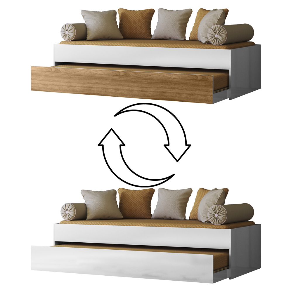 Bicama Solteiro 192 cm Onix Branco Nature Flex PLLA