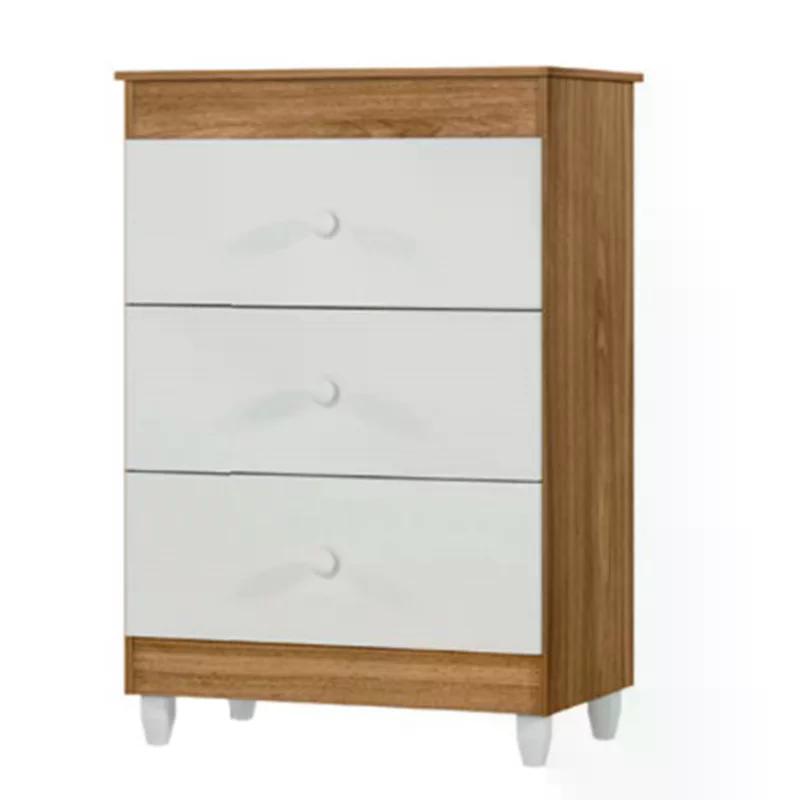 Cômoda Ternura 3 Gavetas - Nature/Branco - Peternella Móveis