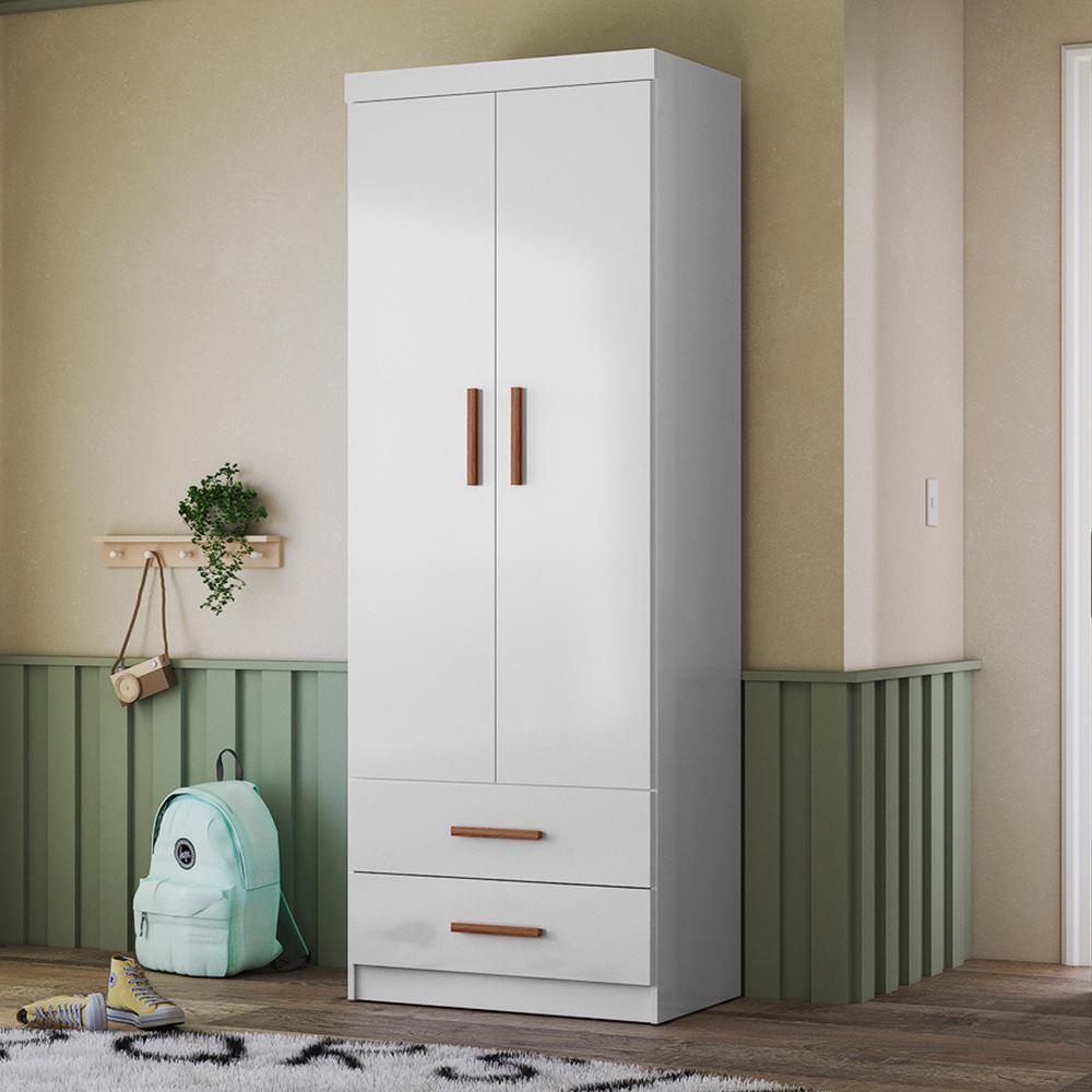 Guarda Roupa Infantil Ônix 2 Portas e 2 Gavetas Flex Branco - Peternella Móveis
